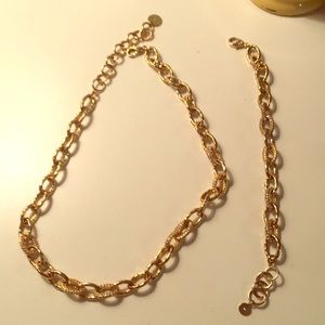 Stella and Dot gold link necklace and bracelet